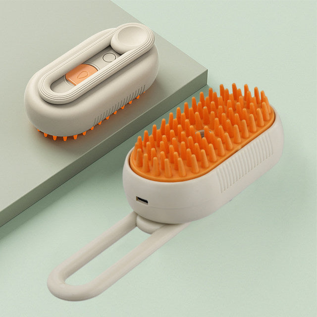 BATCAPET 3 in1 Steamy Pet Hair Brush Yellow Massage Grooming Brush With Water Spray for Removing Static Flying Hair Dog & Cat Comb for Shedding