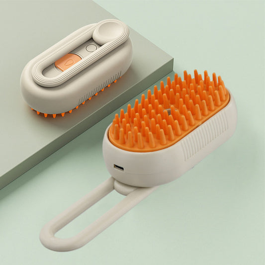 BATCAPET 3 in1 Steamy Pet Hair Brush Yellow Massage Grooming Brush With Water Spray for Removing Static Flying Hair Dog & Cat Comb for Shedding